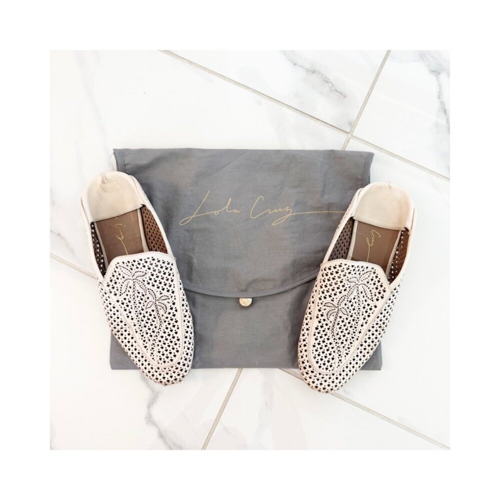 Anthropologie Lola Cruz Palm Perforated Ballet Flat Slides US8 EU38 - Picture 13 of 15